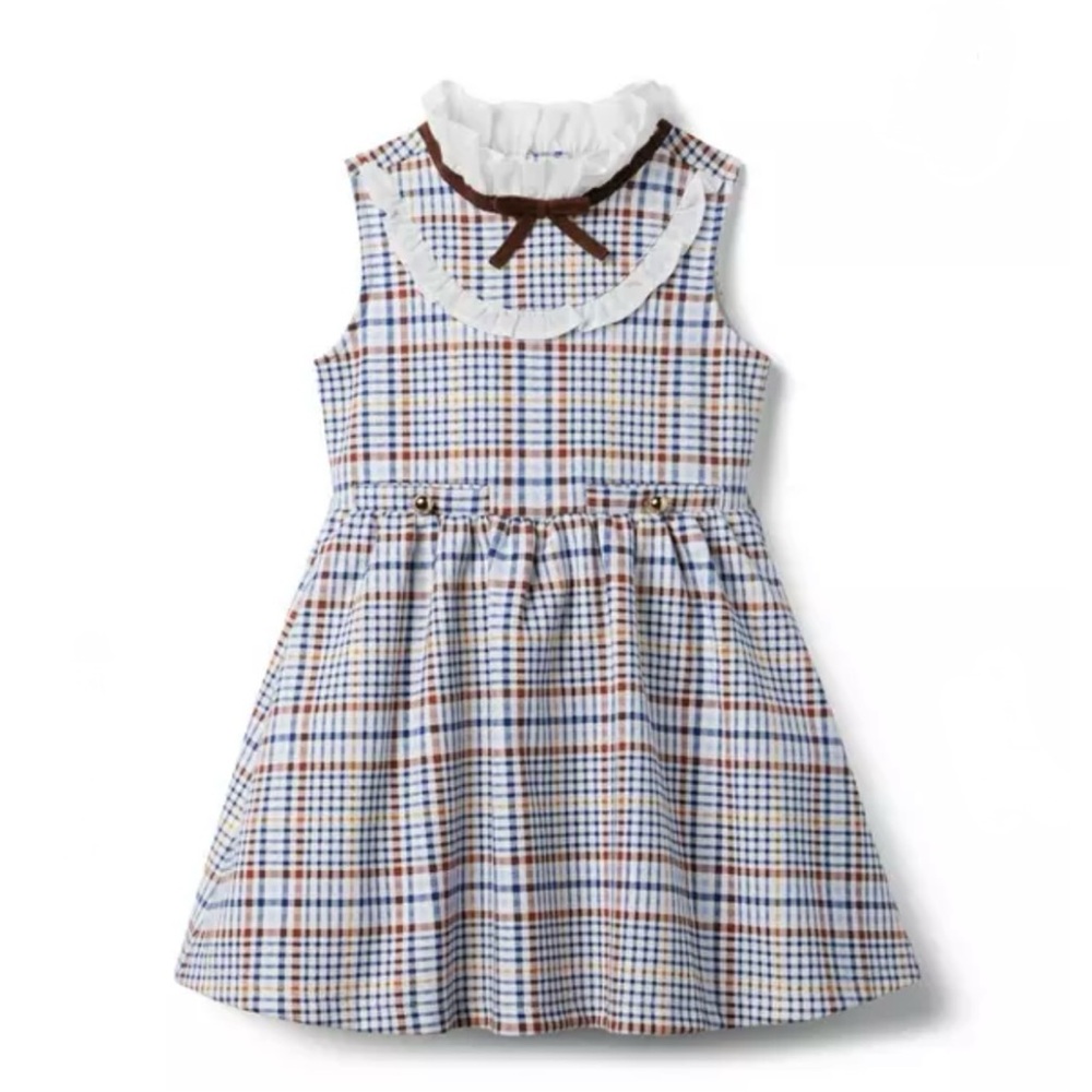 Janie and Jack Plaid Ribbon Collar Ponte Dress